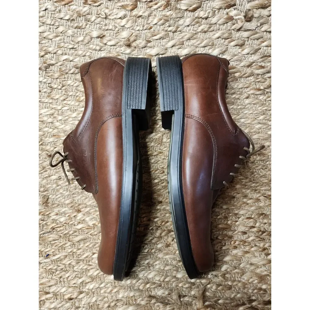 Rockport Margin Oxford Brown Leather Dress Shoes Lace Up Size 12 W Business Work